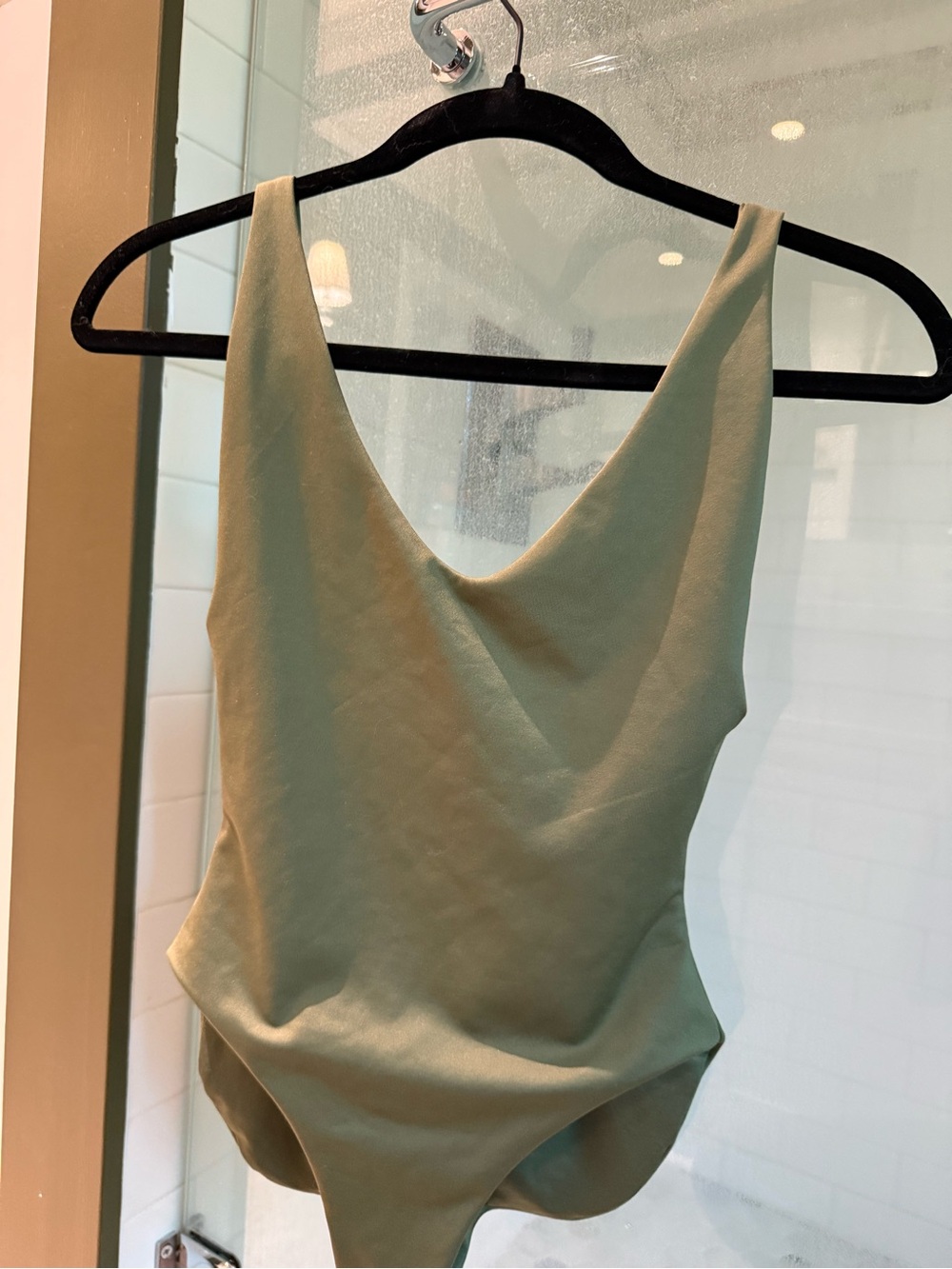 Women's Sage Green V-Neck Tank Top Bodysuit
